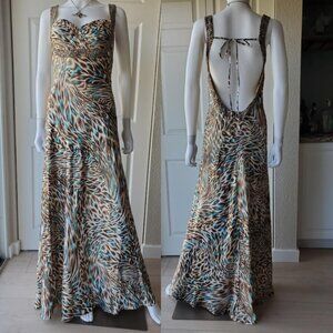 Sean Couture Y2k Leopard Print Beaded Maxi Dress